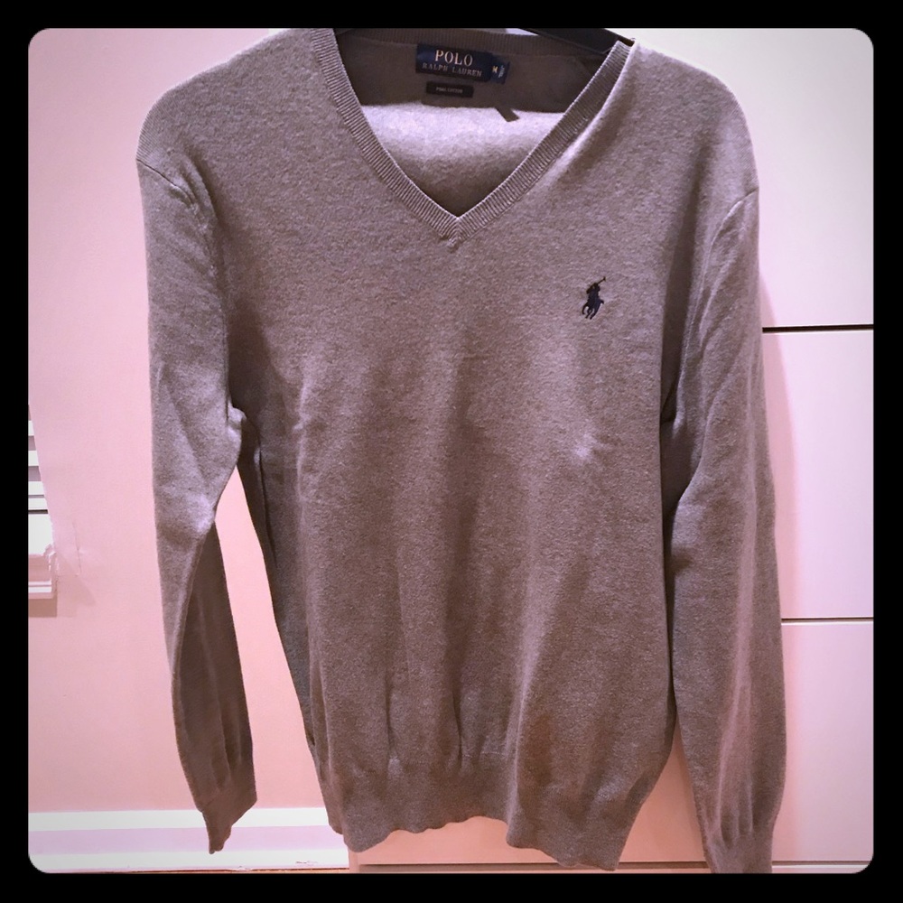 Gray Polo V neck sweater